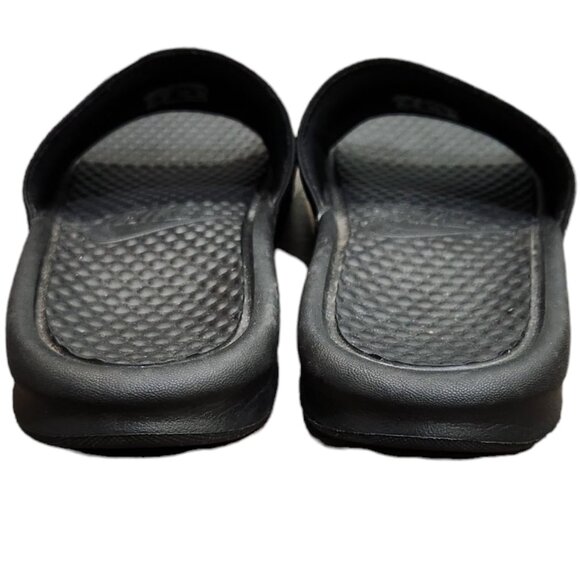 ❤️2/$18 Nike Benassi JDI Slip On Slides Sandals Black Rose Gold Slippers 8 - Picture 2 of 4